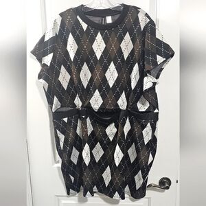 Black/Brown Argyle Skirt/Top Fooler Dress